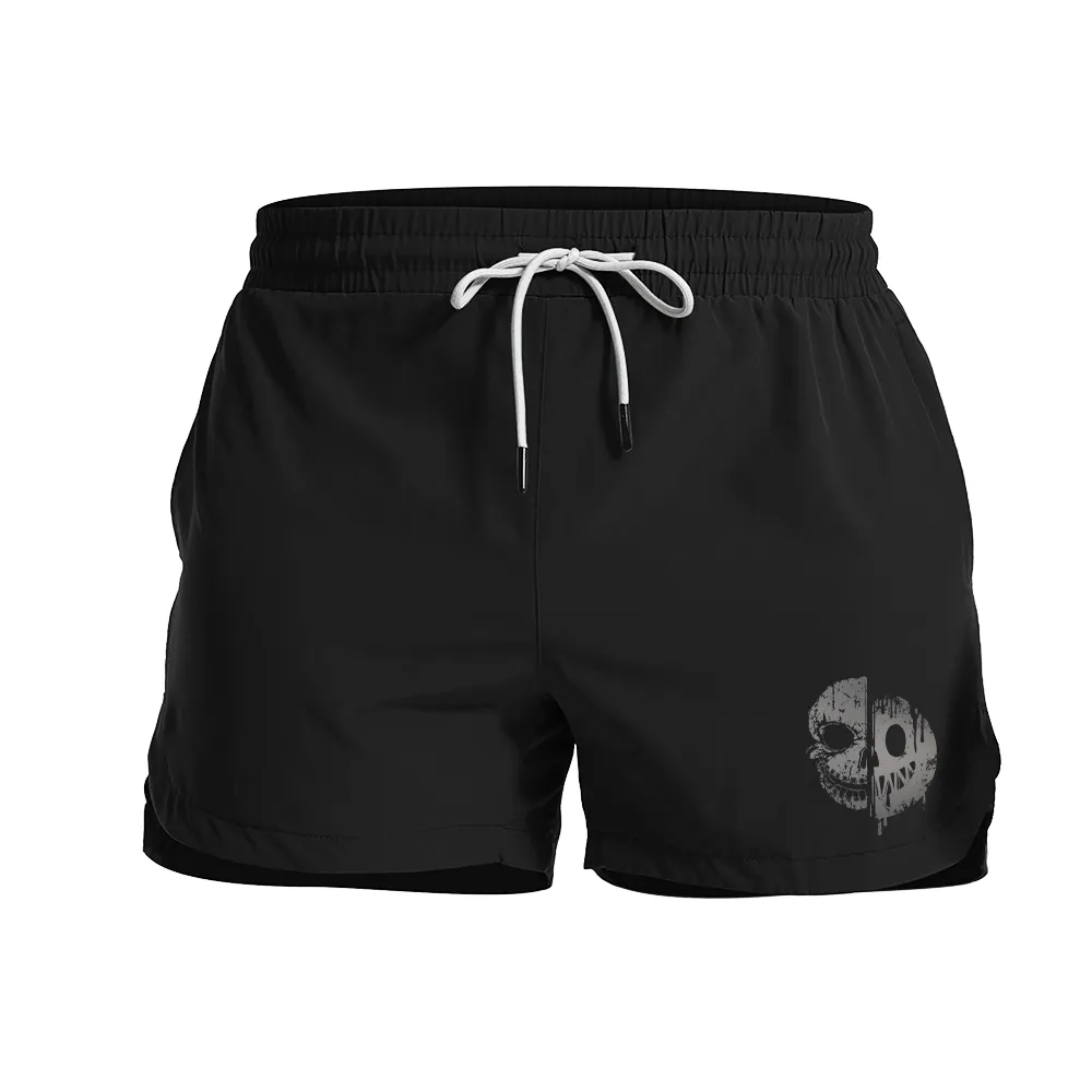 Smiley Skull Graphic Shorts