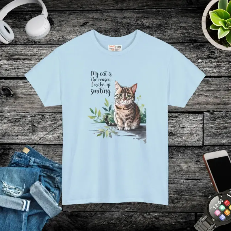 Smiling Unisex Heavy Cotton Tee for Cat Lovers