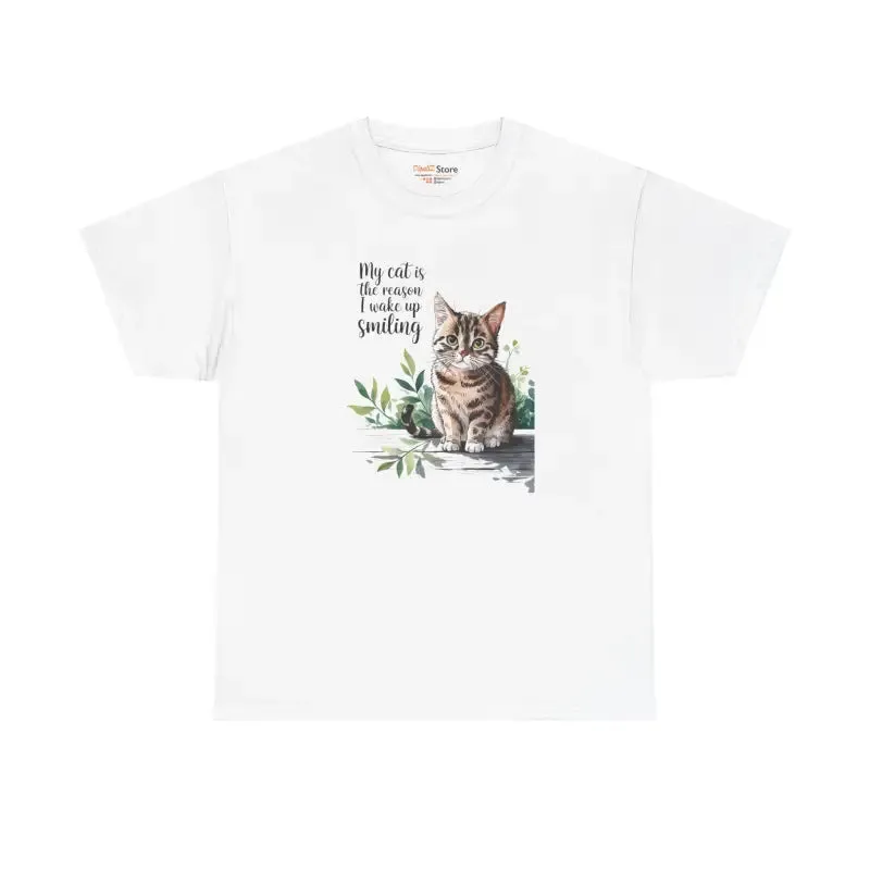 Smiling Unisex Heavy Cotton Tee for Cat Lovers