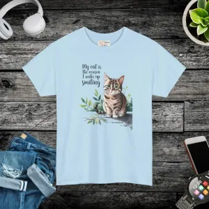 Smiling Unisex Heavy Cotton Tee for Cat Lovers