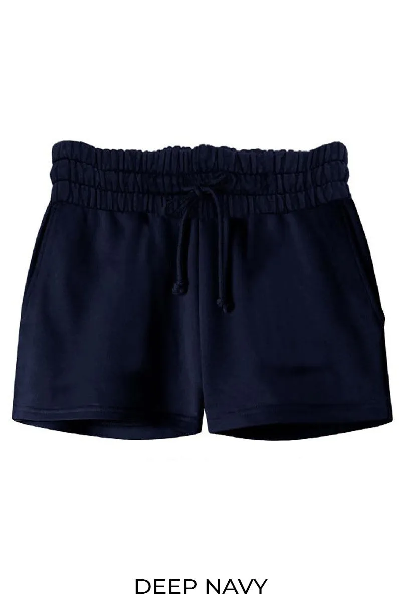 Smocked Waist Shorts With Side Pockets