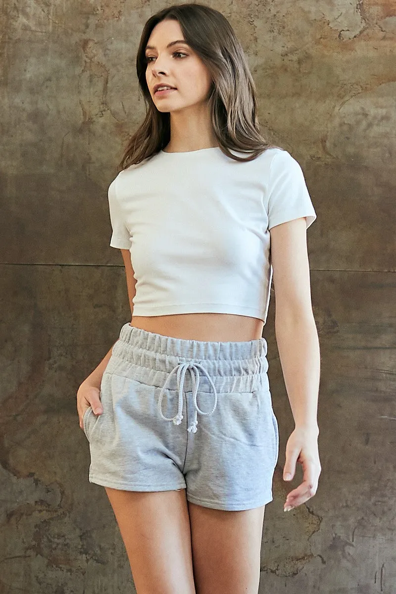 Smocked Waist Shorts With Side Pockets