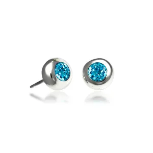 Smooth Blue Topaz Stud Earrings
