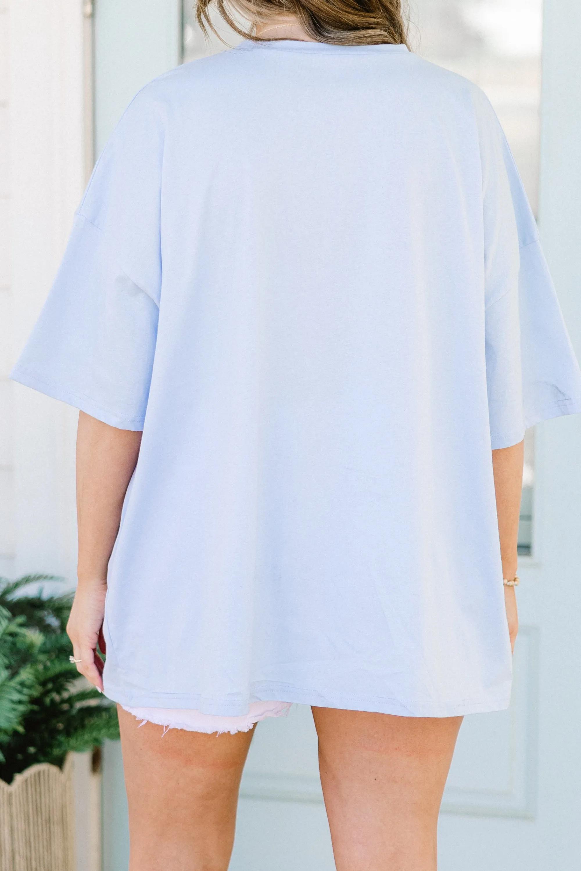 Spring Bows Boyfriend Tee, Ash Blue