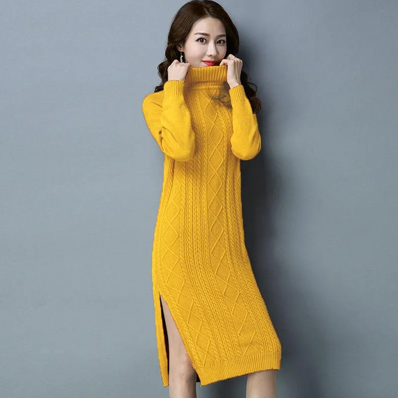 Sweater Women Pullover Turtleneck Sweater Dresses for Women Warm Casual Turtleneck Knitted Dresses