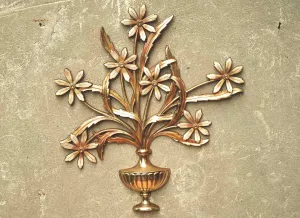 Syroco Large Gilded Floral Arrangement Wall Hanging - Gold & White