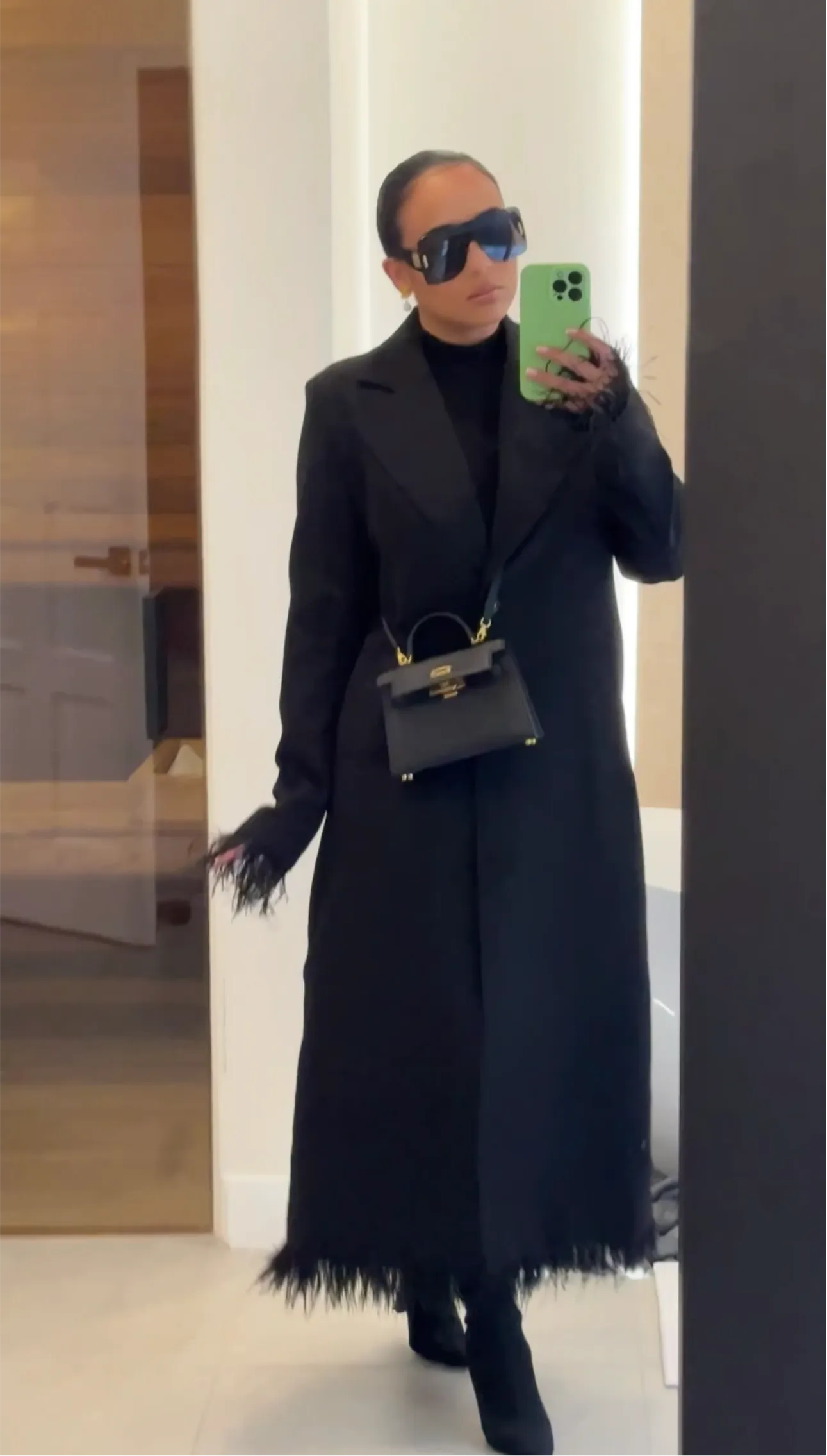The Luxe Feather-Trim Trench