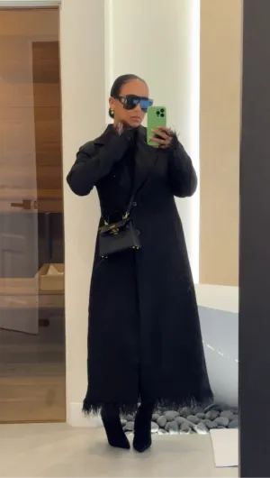 The Luxe Feather-Trim Trench