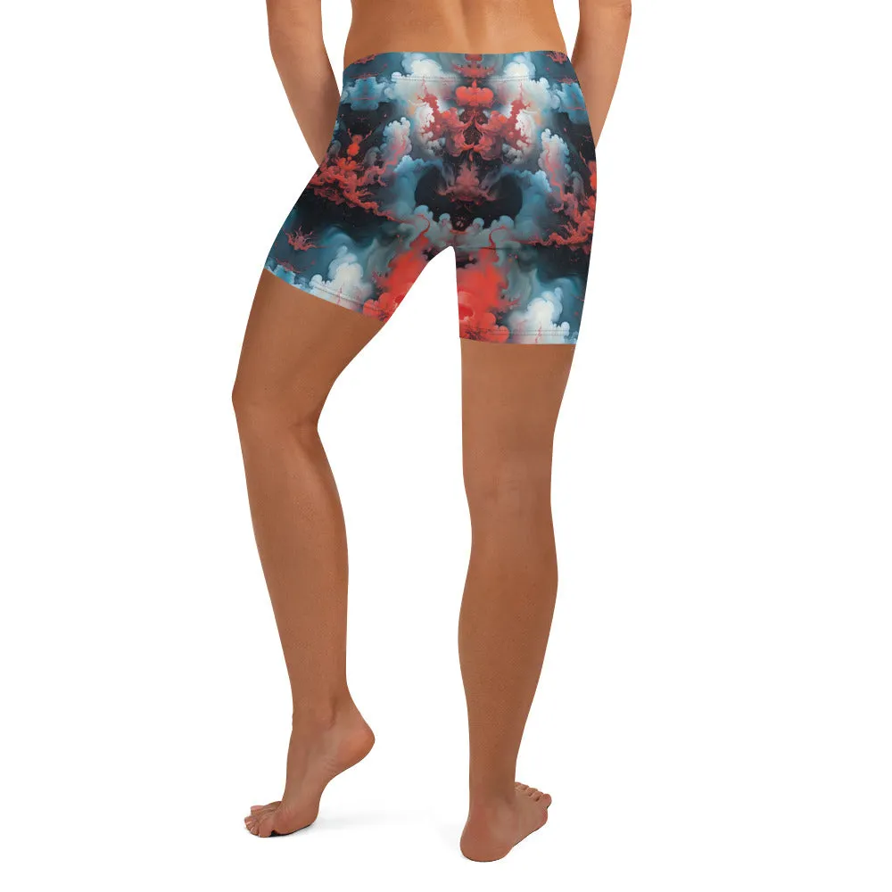 Tight Shorts - Ethereal Crimson Flow - Light
