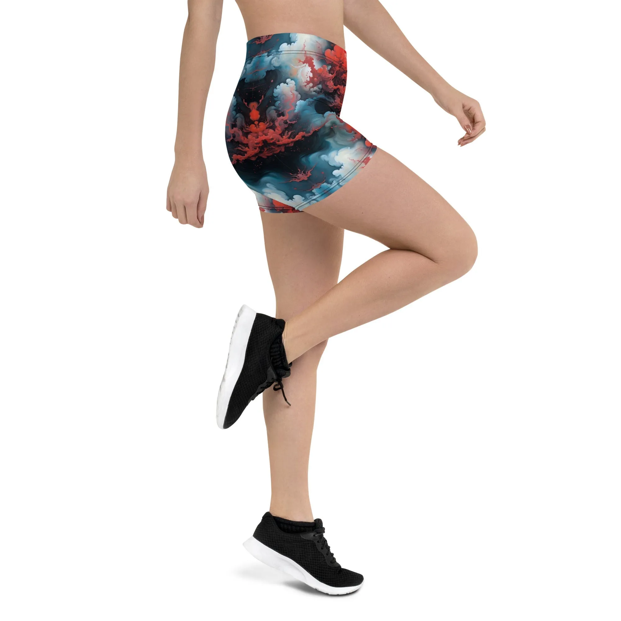 Tight Shorts - Ethereal Crimson Flow - Light