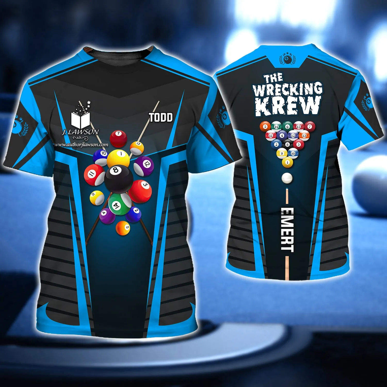 Todd Emert, The Wrecking Krew Team In Blue Billard Balls 3D Shirt - QB95