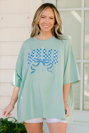 Trendy Mama Boyfriend Tee, Light Green