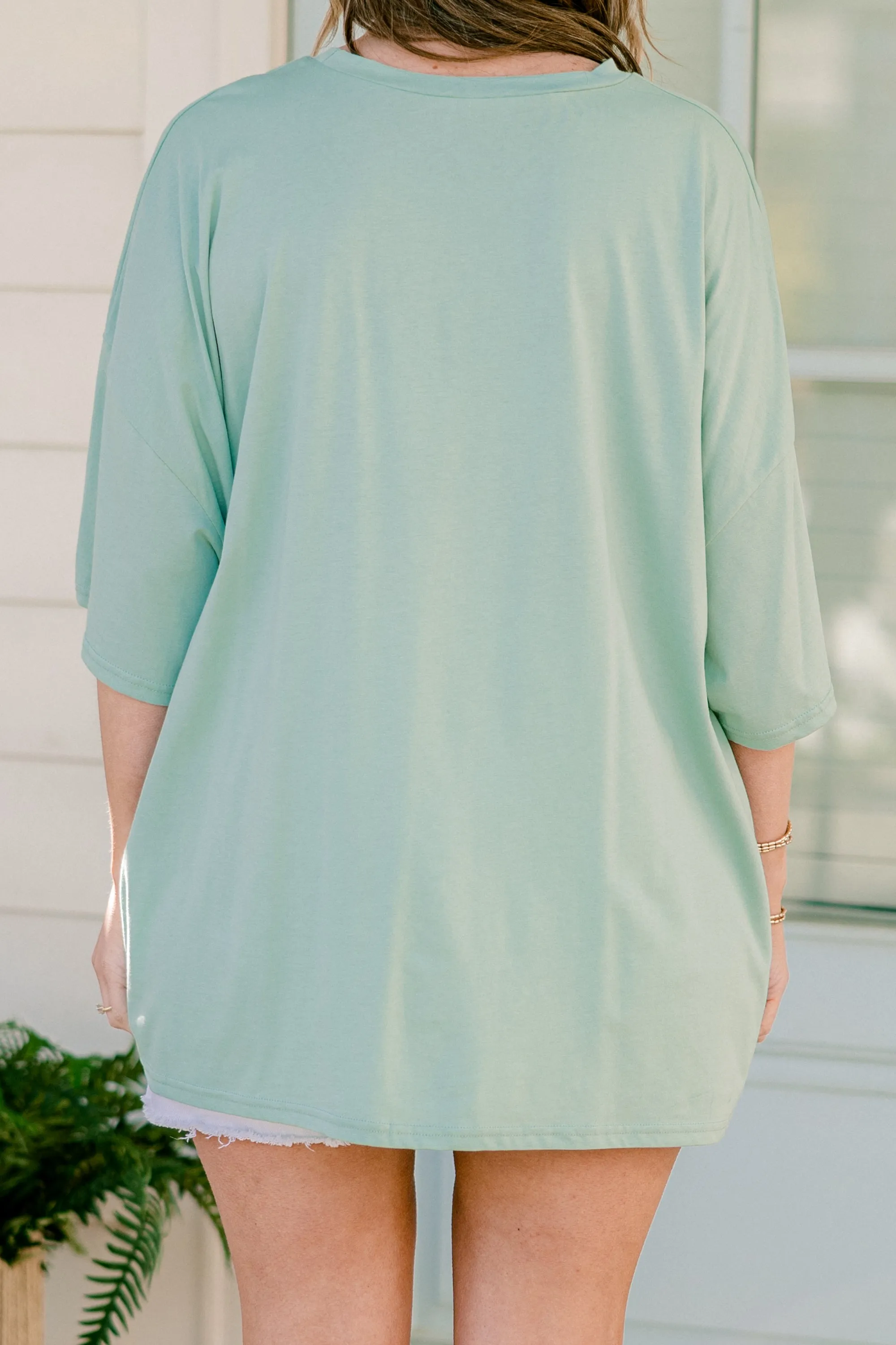 Trendy Mama Boyfriend Tee, Light Green