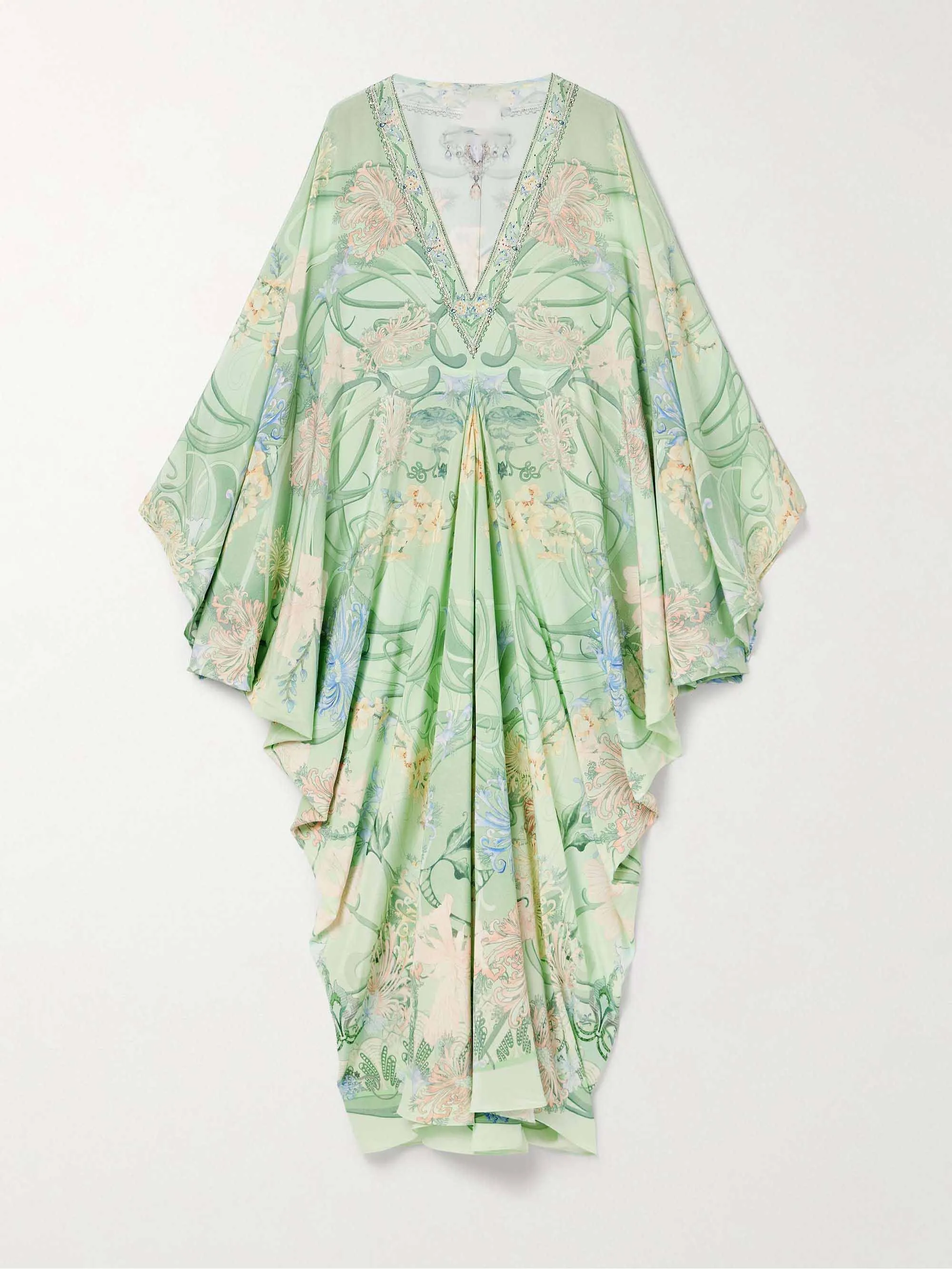 Unique Floral Print V Neck Oversized Midi Dress
