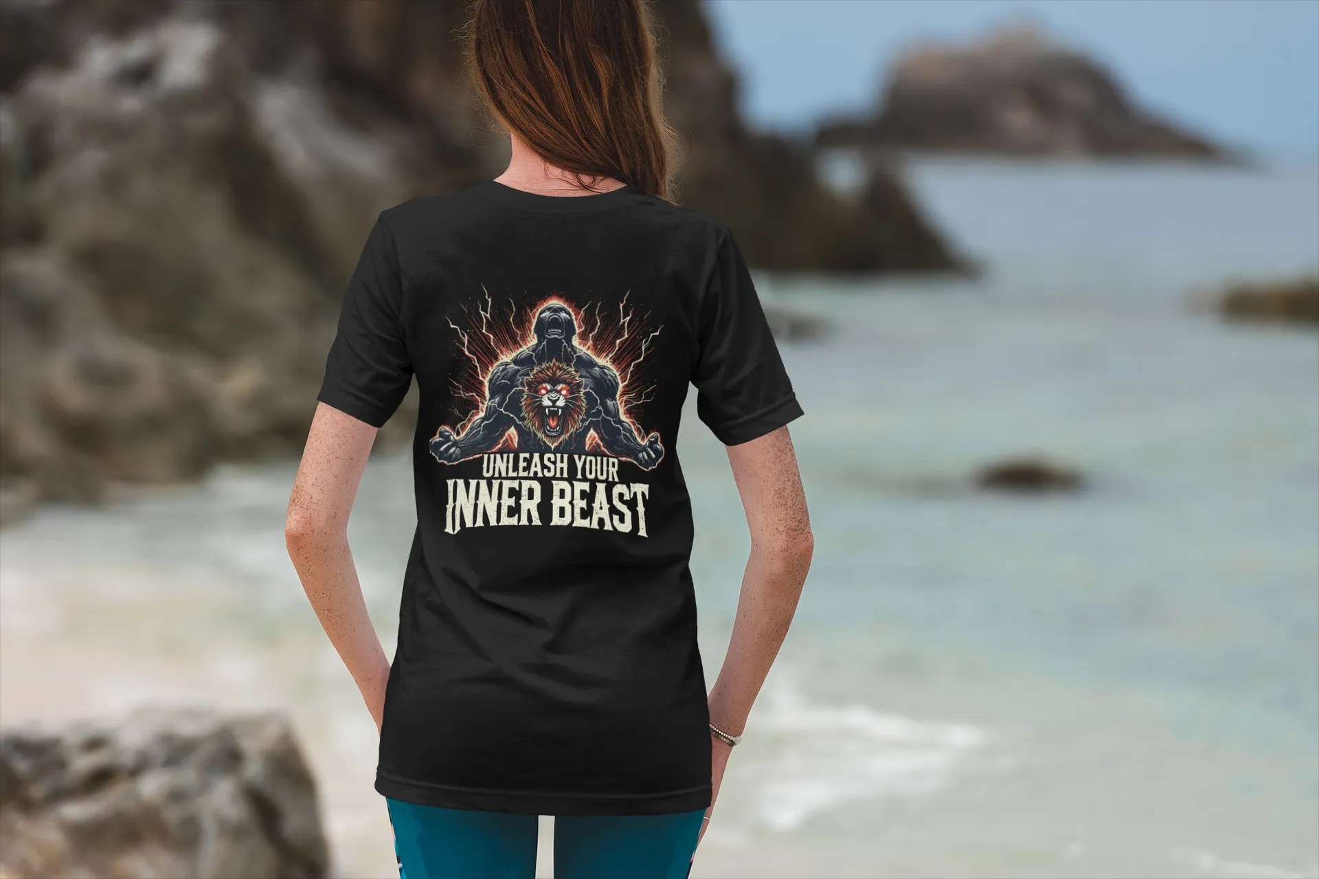 Unleash Your Inner Beast Inspirational Gym Shirt - Motivation for Your Workout - RISE SOVEREIGN