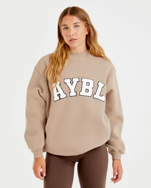 Varsity Oversized Sweatshirt - Latte Brown