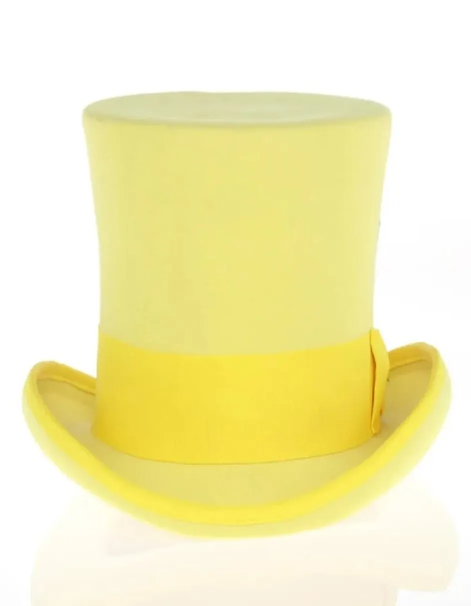Victorian Steampunk Top Hat - 1800 19th Century - Dressy Loden Felt Top Yellow Hat