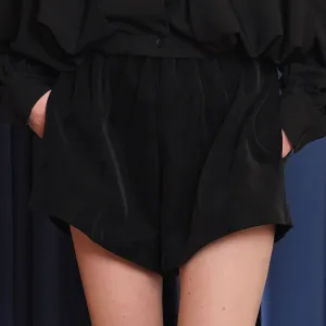 Wet feather-coloured suede shorts