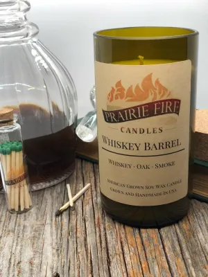 Whiskey Barrel Soy Wax Candle | Repurposed Wine Bottle Candle Natural Cork | Handmade in USA Candle | Eco-Friendly Candle | Non-Toxic Soy Candle