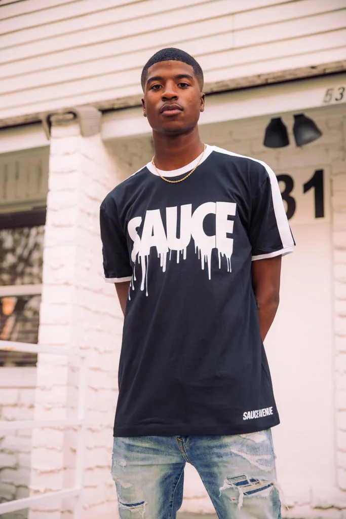White Sauce | Black Solid/White Jersey Tee
