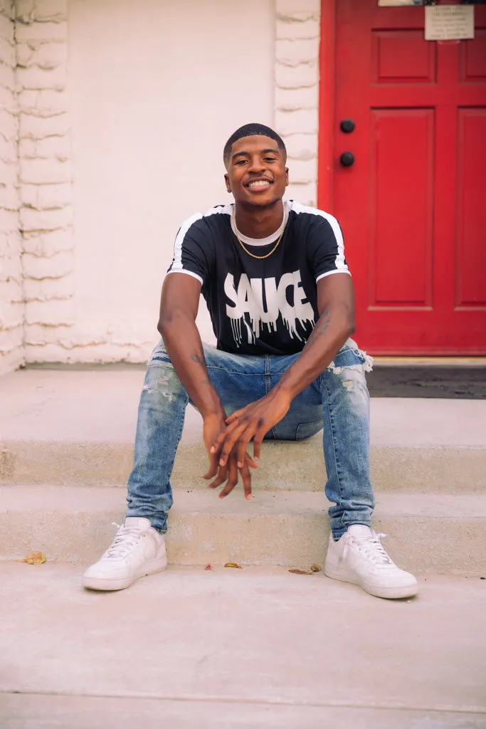 White Sauce | Black Solid/White Jersey Tee