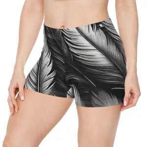 White Tribal Feather Shorts