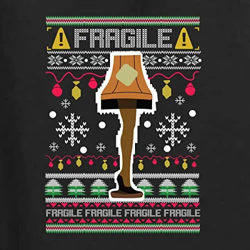 Wild Bobby Fragile Leg Lamp Christmas Story Funny Xmas Ugly Christmas Sweater Unisex Crewneck Graphic Sweatshirt, Black, X-Large