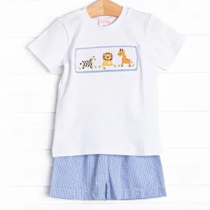 Wild Ones Smocked Short Set, Blue
