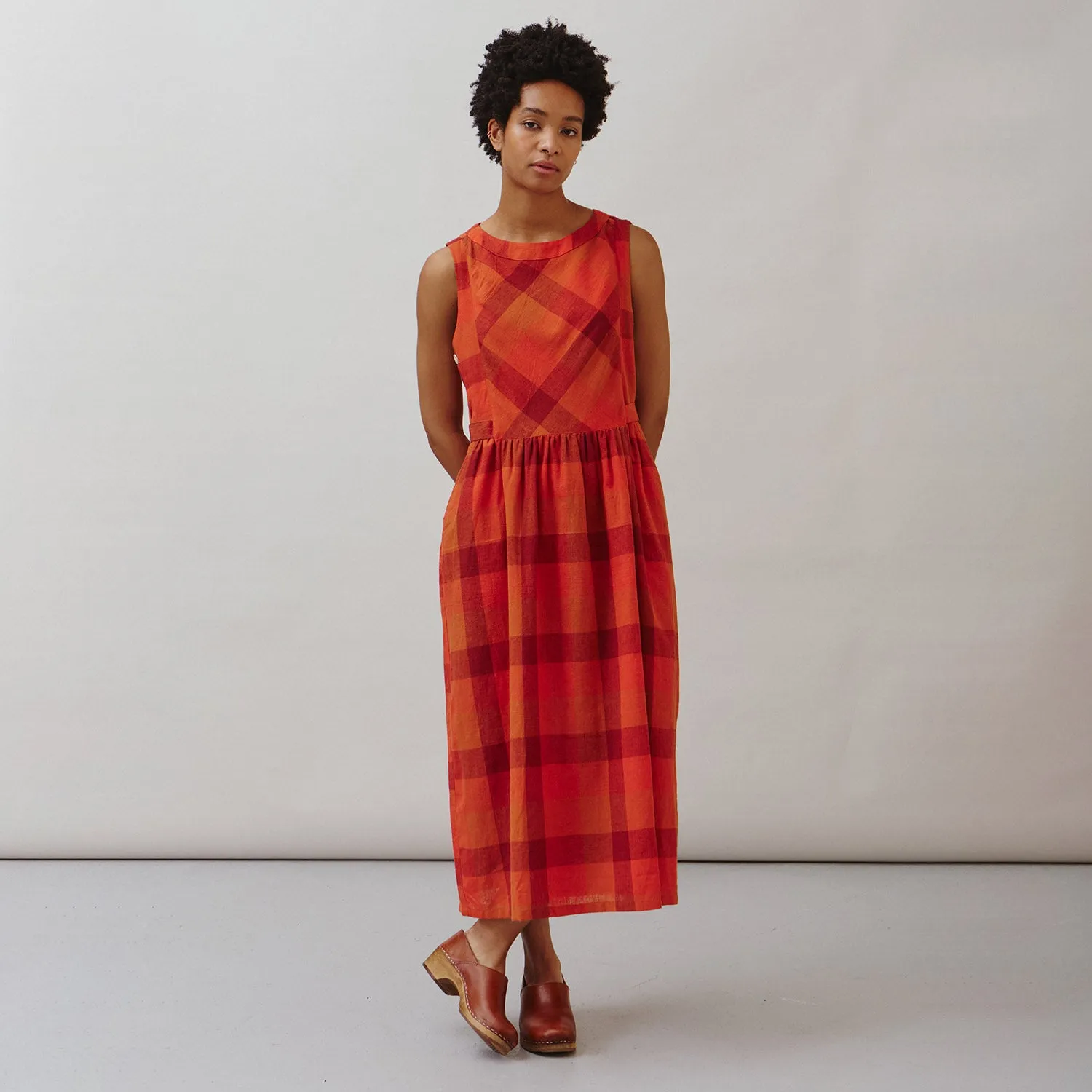 Women's Cotton/Linen Frankie Dress - Red Check