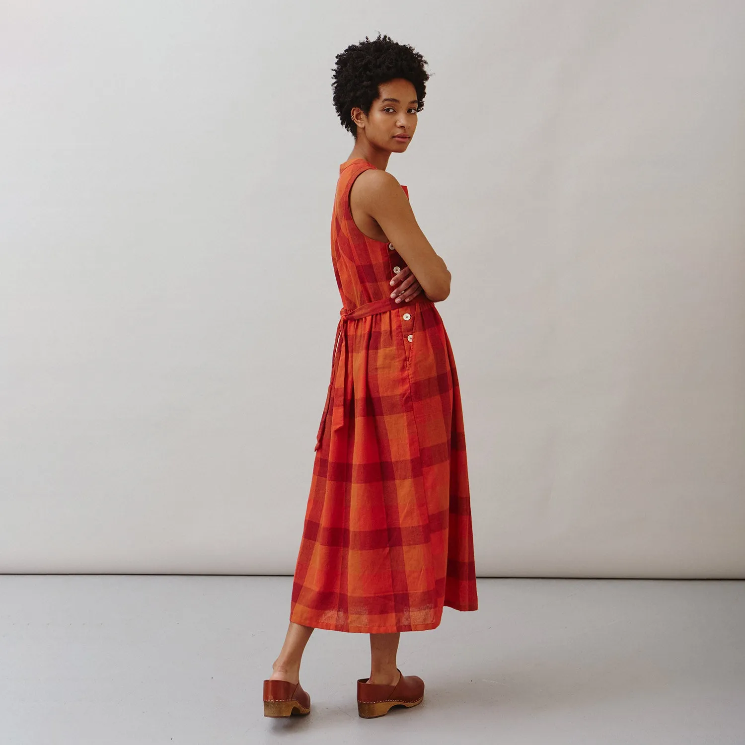 Women's Cotton/Linen Frankie Dress - Red Check