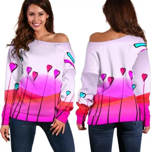 Women's Hearts Off Shoulder Sweater