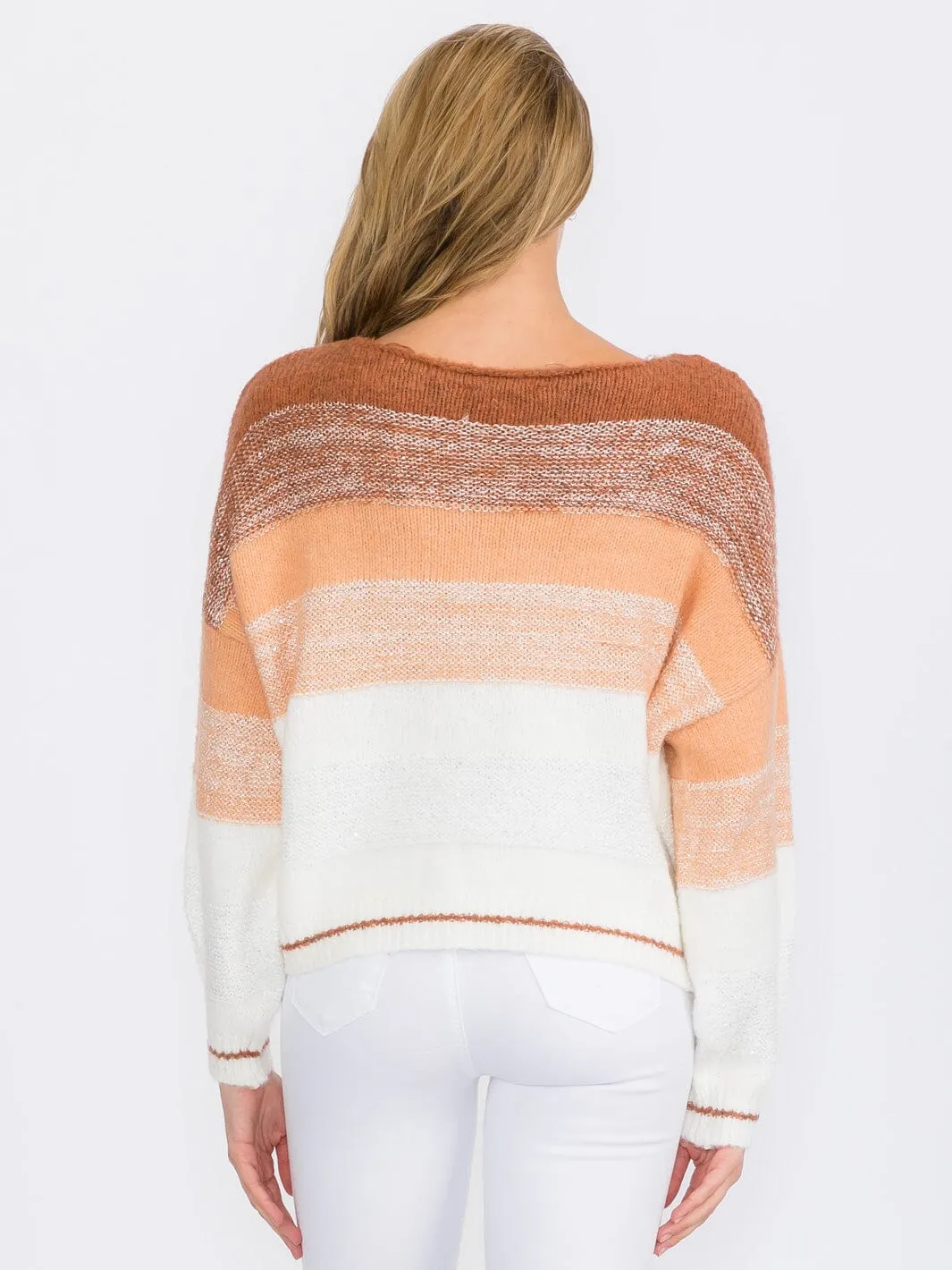 WOMEN'S LONG SLEEVE COLORBLOCK PULLOVER SWEATER