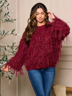 WOMENS LONG SLEEVE PULLOVER DETAILED SWEATER