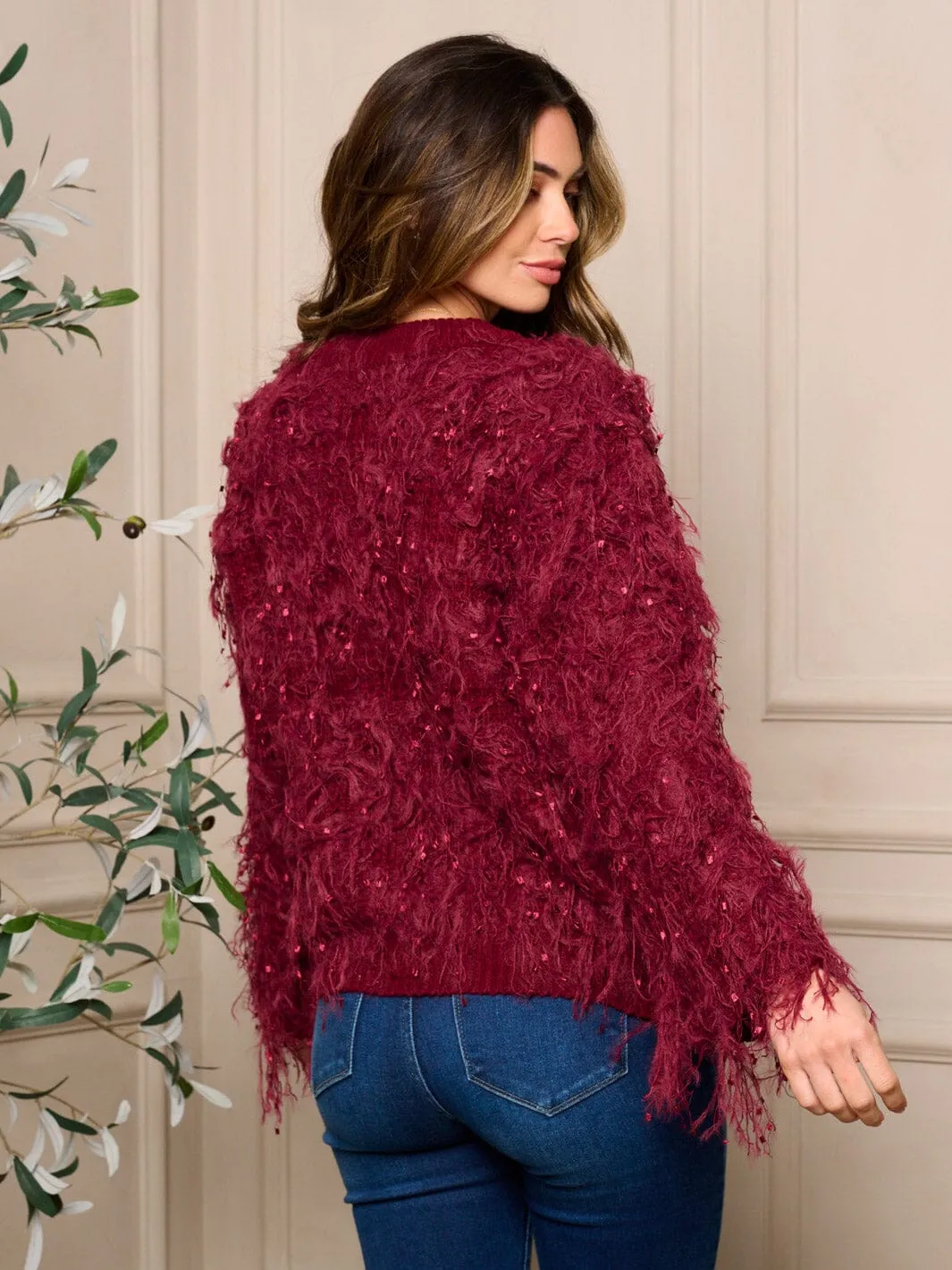 WOMENS LONG SLEEVE PULLOVER DETAILED SWEATER