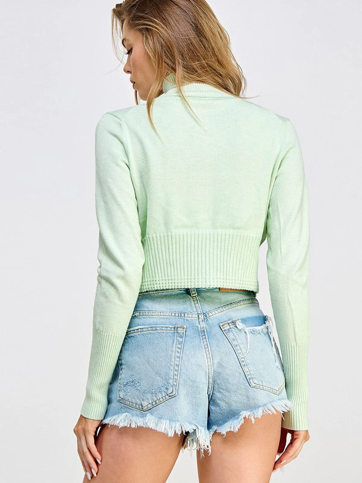 WOMEN'S LONG SLEEVES ZIP UP SWEATER