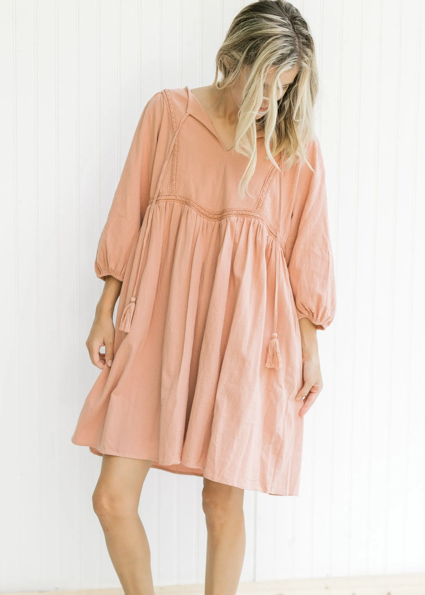 X Lace Detail Clay Dress