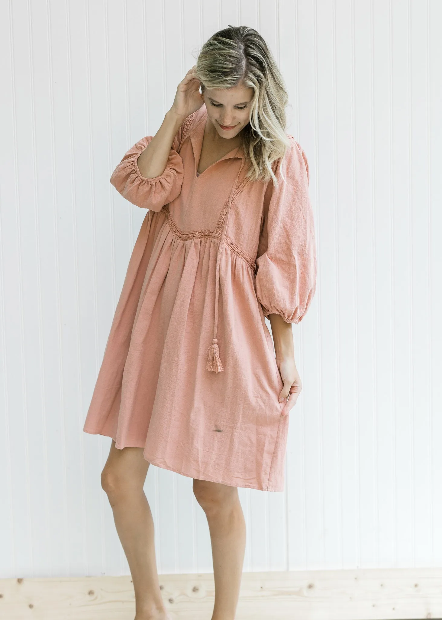 X Lace Detail Clay Dress