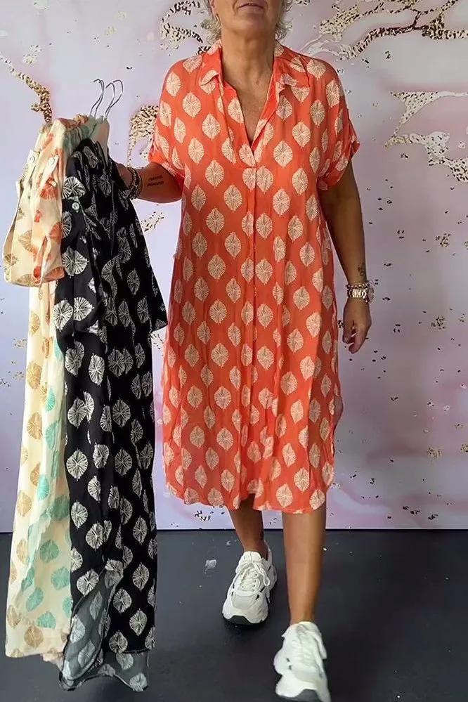 Zoe™ | Loose Spring Dress with Lapel Collar and Short Sleeves