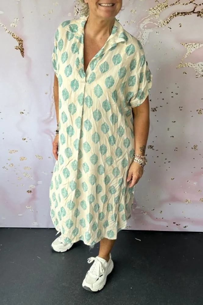 Zoe™ | Loose Spring Dress with Lapel Collar and Short Sleeves